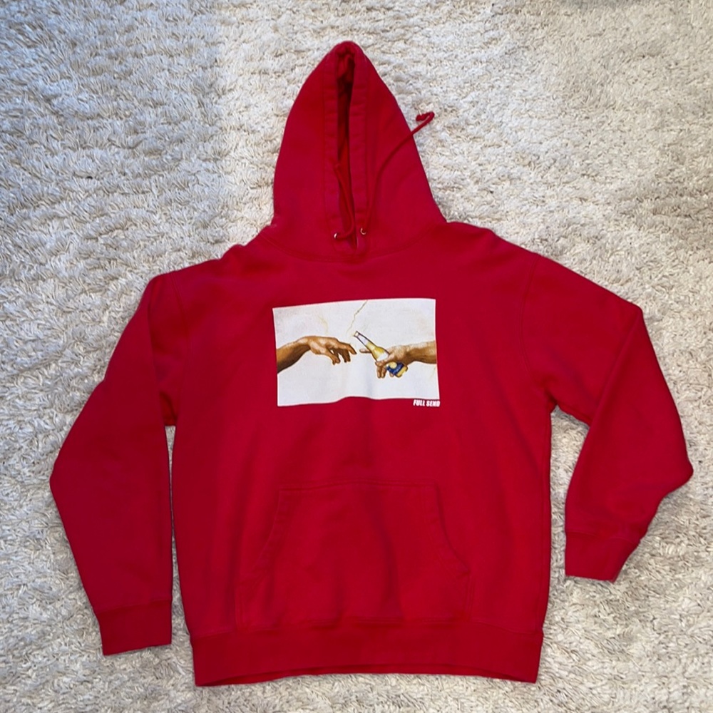 Full Send hoodie red size M fair condition please ask measurements